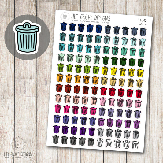 D-103 - Trash Can Doodle Planner Stickers