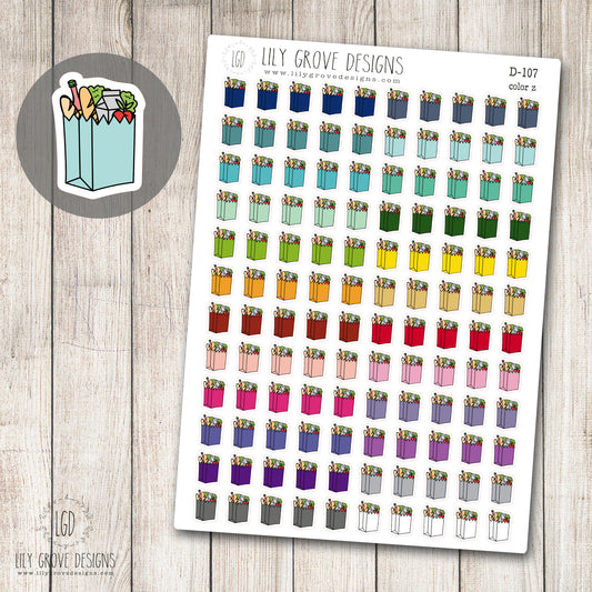 D-107 - Grocery Bag Doodle Planner Stickers