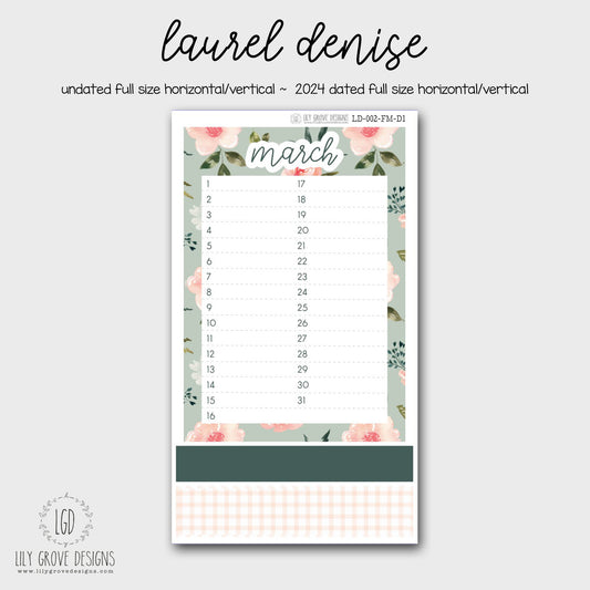 LD-002 - March Laurel Denise Monthly Dashboard Kit - Full Horizontal - Full Vertical