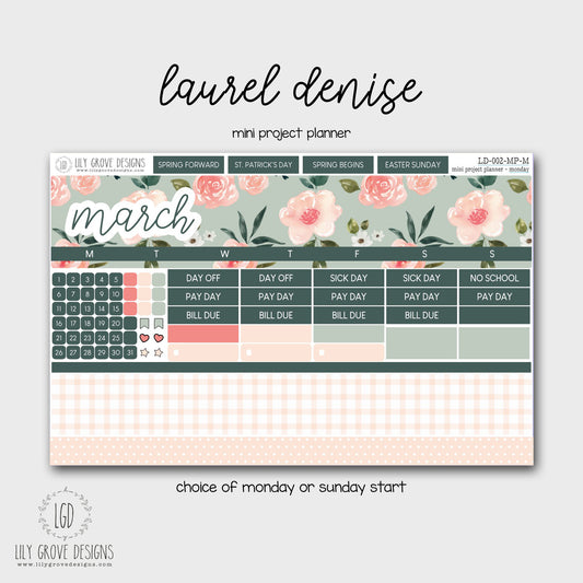 LD-002 - March Laurel Denise MINI Monthly Kit - Mini Project Planner