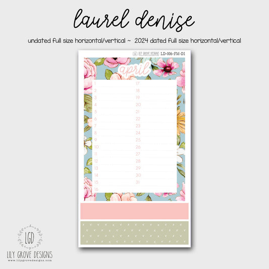 LD-006 - April Laurel Denise Dashboard Monthly Kit - Full Horizontal - Full Vertical