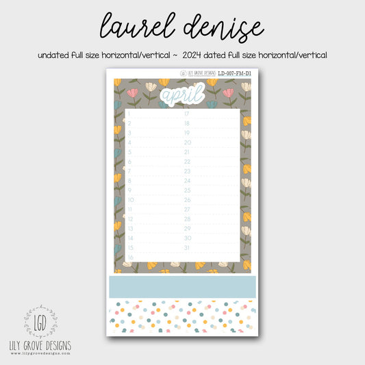 LD-007 - April Laurel Denise Monthly Dashboard Kit - Full Horizontal - Full Vertical