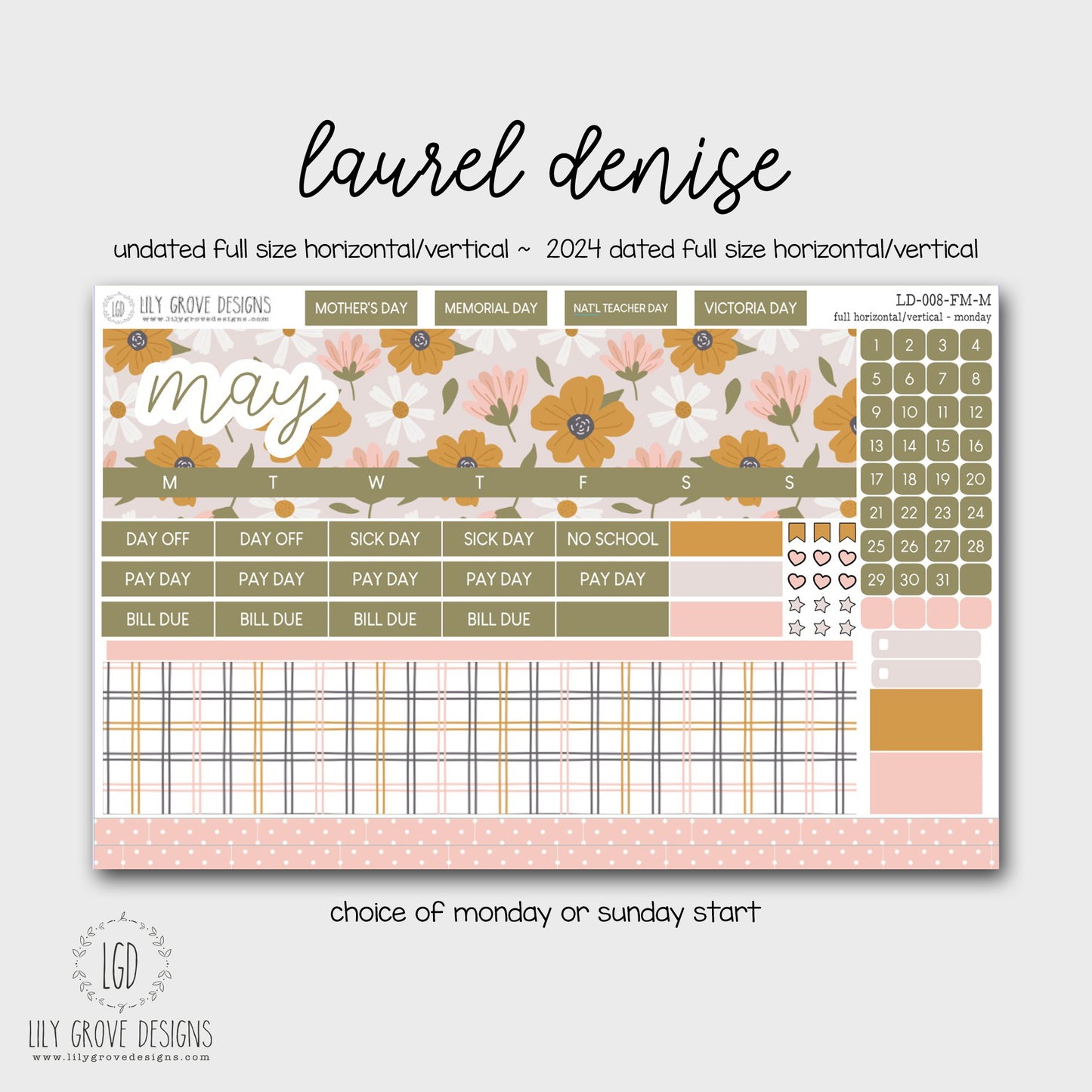 LD-008 - May Laurel Denise Monthly Kit - Full Horizontal - Full Vertical