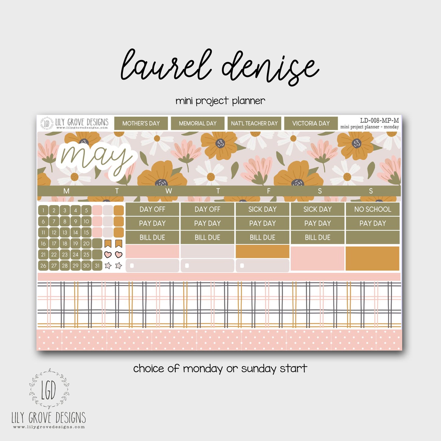 LD-008 - May Laurel Denise MINI Monthly Kit - Mini Project Planner