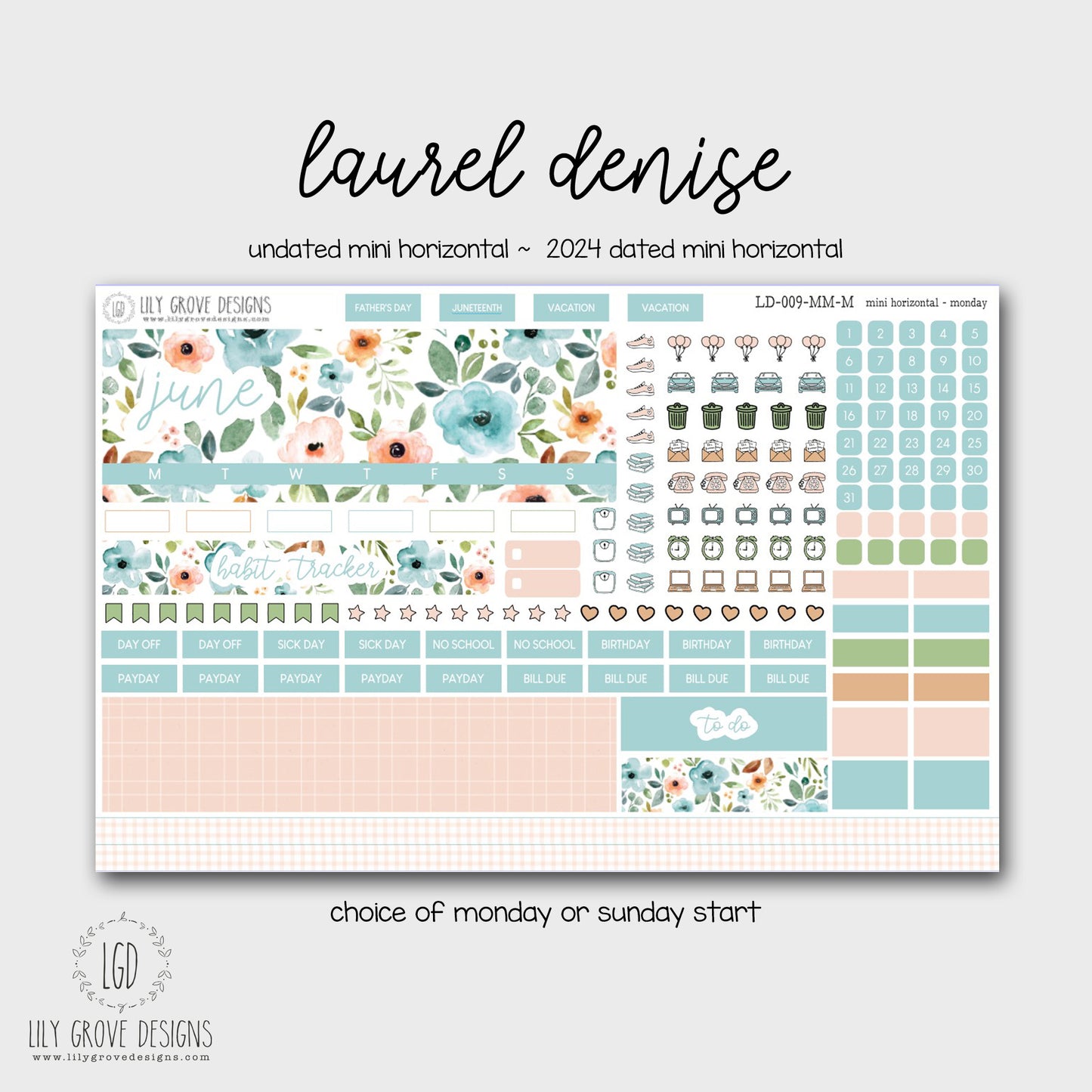 LD-009 - June Laurel Denise MINI Monthly Kit - Mini Horizontal